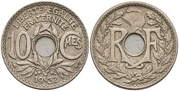 Франция 10 сантимов 1932 KM 866a, Le Franc 138.3 медно-никель 4143-1016