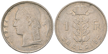Бельгия 1 франк 1964 Belgie, Бодуэн I (1951-1993) KM 143 медно-никель 4618-125