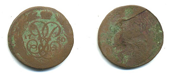 РОССИЯ 1 КОПЕЙКА 1760 медь 61-735