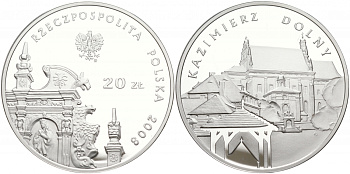 Польша 20 злотых 2008 серия города Польши, Казимеж-Дольны KM 642 серебро PROOF 1091-2-21