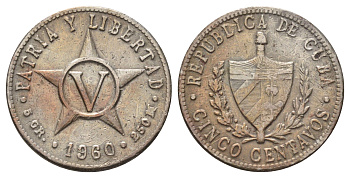 Куба 5 сентаво 1960 KM 11.3 медно-никель 4121-1157