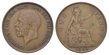 Великобритания 1 пенни 1930 Георг V (1910-1936) KM 838, Spink 4055 бронза 4661-731