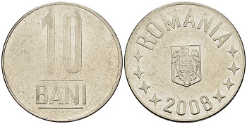 Румыния 10 бань (бани) 2008 KM 191 сталь плакированная никелем 4511-215
