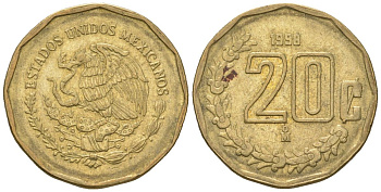 Мексика 20 сентаво 1998 M KM 548 алюминиевая бронза 4598-626