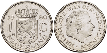 Нидерланды 1 гульден 1980 Юлиана (1948-1980) KM 184а никель 67-621