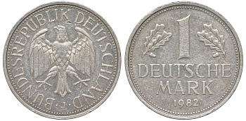 ФРГ 1 марка 1982 J KM 110 медно-никель 4132-717