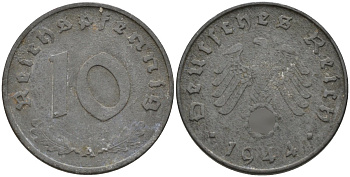 Германия 10 рейхспфеннигов 1944 A KM 101, J.371 цинк 4151-266