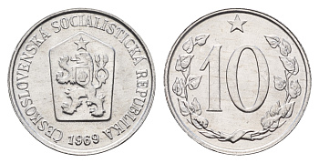 Чехословакия 10 геллеров 1969  KM 49.1 алюминий  UNC  M81-10