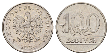 Польша 100 злотых 1990 Y 214 медно-никель UNC 3459-721