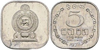 Шри-Ланка 5 центов 1978 KM 139a алюминий 4136-729