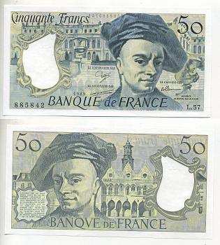 ФРАНЦИЯ 50 ФРАНКОВ 1989 СТЕПЛЕР Pick 152d бумага aUNC 7552-11-1