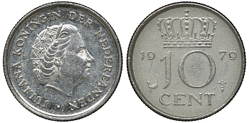 НИДЕРЛАНДЫ 10 ЦЕНТОВ 1970 KM 182 медно-никель 72-1152