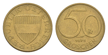 Австрия 50 грошей 1976 KM 2885 алюминиевая бронза 4632-652