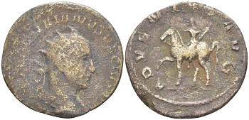 Римская Империя антониниан 244 - 249 Филипп I Араб, бюст императора, IMP M IVL PHILIPPVS AVG / император на коне, ADVENTVS AVGG, Антиохия , rare (из немецкой коллекции 1-й половины XX века) RIC 81 биллон 1073-16-25