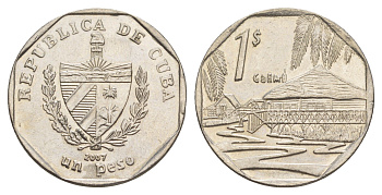 Куба 1 песо 2007 хижины Гуама KM 579 сталь плакированная никелем 4646-454