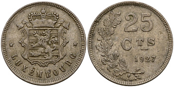Люксембург 25 сантимов 1927 Шарлотта (1918-1964) KM 37 медно-никель 4577-943