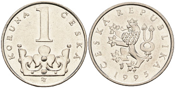 Чехия 1 крона 1995 KM 7 сталь плакированная никелем 4152-931