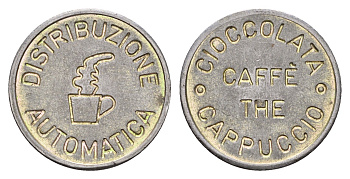 Италия жетон для выдачи напитков - кофе диаметр 22 мм, вес 5,1 гр нержавеющая сталь 4669-245