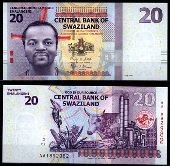 Свазиленд 20 эмалангени 2010 Pick 37 a бумага UNC (пресс) 7214-41-2-2