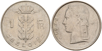 Бельгия 1 франк 1969 Belgie KM 143.1 медно-никель  UNC  4187-151