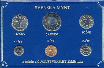 Швеция набор монетного двора из 6 монет 1981 в картоне, Карл XVI Густав (1973- ) KM MS19 UNC 7-5-7-236