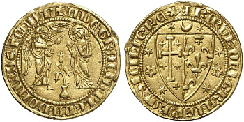 Неаполь и Сицилия салюто де оро 1266-1278 Карл I Fb. 808, Pannuti/Riccio 1 золото 10-009-41