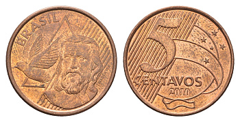 Бразилия 5 сентаво 2010 KM 648 сталь плакированная медью UNC 4663-522