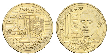Румыния 50 бань (бани) 2010 100 лет первому полету Аурела Влайка KM 259 никель латунь UNC 4662-312