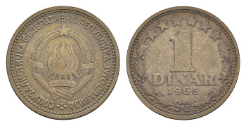 Югославия 1 динар 1965 KM 47 медно-никель 4181-313