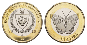 Северный Кипр (Турция) 1 лира 2010 X 6 биметалл UNC 4646-927
