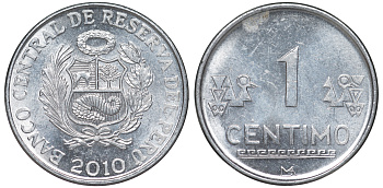 Перу 1 сентимо 2010 LIMA KM 303.4a алюминий aUNC 4189-1038