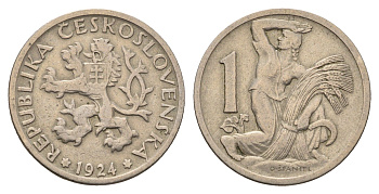 Чехословакия 1 крона 1924 KM 4 медно-никель 4648-1133