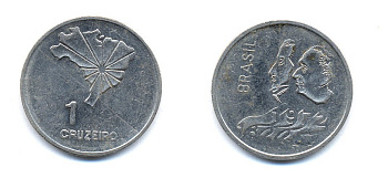 Бразилия 1 крузейро 1972 150 лет независимости KM 582 никель aUNC 51-5721