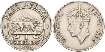 Британская Восточная Африка 1 шиллинг 1949 Георг VI (1937-1952) KM 31 медно-никель 189-1114