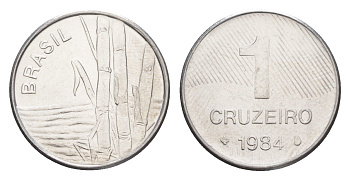 Бразилия 1 крузейро 1984 KM 590 нержавеющая сталь UNC 4644-516