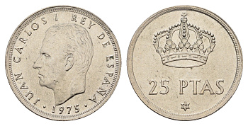 Испания 25 песет 1975 (79) Хуан Карлос I (1975-2014) KM 808 медно-никель UNC 3999-1231