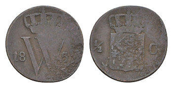 Нидерланды 1/2 цента 1851? Виллем III (1849-1890) KM 90 медь 4659-165