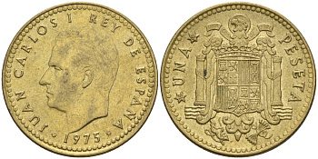 Испания 1 песета 1975 (80) Хуан Карлос I (1975-2014) KM 806 алюминиевая бронза 4155-444