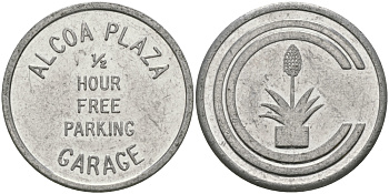 ЕВРОПА ПАРКОВОЧНЫЙ ЖЕТОН ND 1/2 ЧАСА СВОБОДНОЙ ПАРКОВКИ В ГАРАЖЕ, ДИАМЕТР 23 ММ. алюминий 98-824