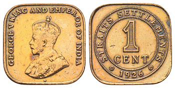 Стрейтс-Сетлментс (Стрейтс Сетлментс) 1 цент 1926 Георг V (1910-1936) KM 32 бронза 4697-1235