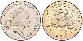 Гернси 10 пенсов 1985 FAO, помидоры KM 43.1 медно-никель UNC 4583-314