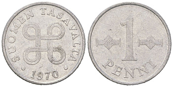Финляндия 1 пенни 1970 KM 44a алюминий 99-951