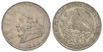 Мексика 1 песо 1980 Хосе Мария Морелос KM 460 медно-никель 4590-1234