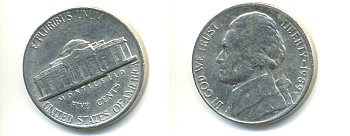 США 5 ЦЕНТОВ 1989 P, ДЖЕФФЕРСОН KM А192 медно-никель 86-617