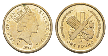 Остров Мэн 1 фунт 1997 KM 594 никель латунь 1527-524