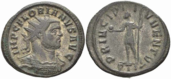 Римская Империя аврелианиан 276 Флориан PRINCIPI IVVENTVT Тицин about Extremely fine / Good Very fine (степень редкости R2) RIC 81 var бронза 1073-17-66