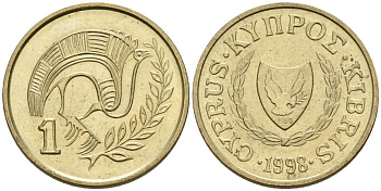 Кипр 1 цент 1998 KM 53.3 никель латунь 4174-1214