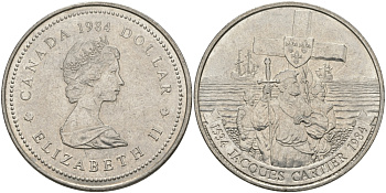 Канада 1 доллар 1984 Жак Картье KM 141 никель UNC 97-115