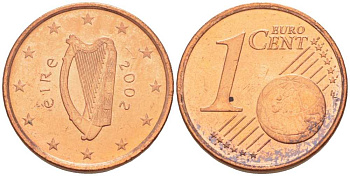 ИРЛАНДИЯ 1 ЕВРОЦЕНТ 2002 KM 32 сталь плакированная медью UNC 214-237
