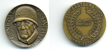 США медаль 1984 Генерал Джордж Паттон, 40 лет Бастонского сражения, 54,6 мм, 95,4 гр  бронза  UNC  1079-1-41